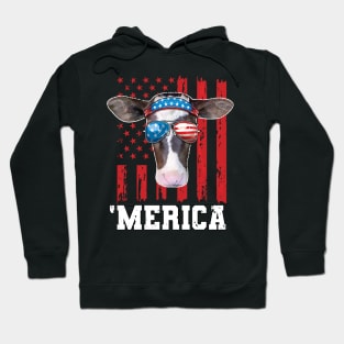 Cow 4th of July Merica American Farmer Hoodie